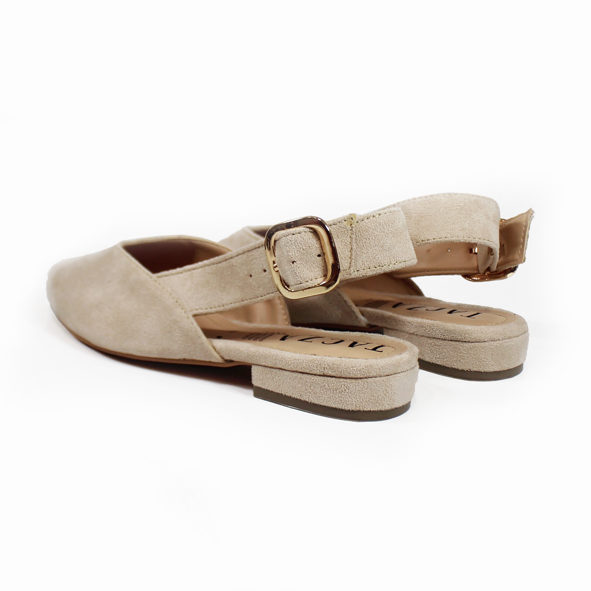 Flat Puntal Slingback Beige Gamuzado TACZA