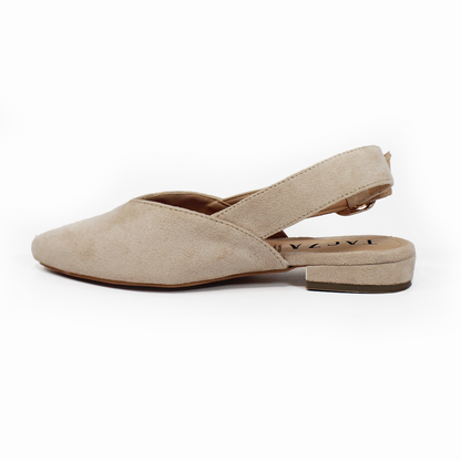 Flat Puntal Slingback Beige Gamuzado TACZA