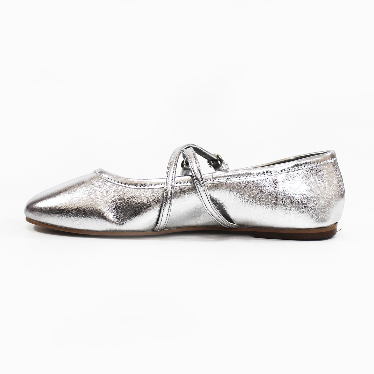 Balerina Flat Clásica con Pulseras Cruzadas Plata de Dama TACZA