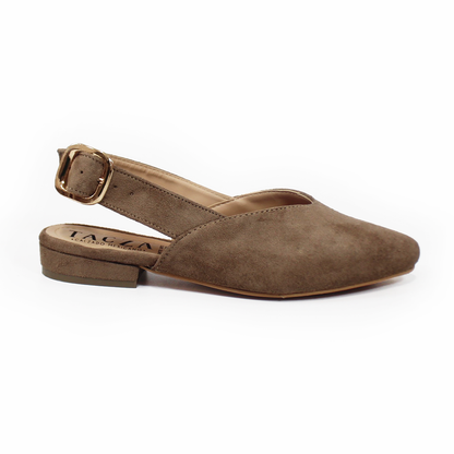 Flat Puntal Slingback Café Camel Gamuzado TACZA