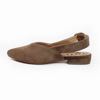 Flat Puntal Slingback Café Camel Gamuzado TACZA