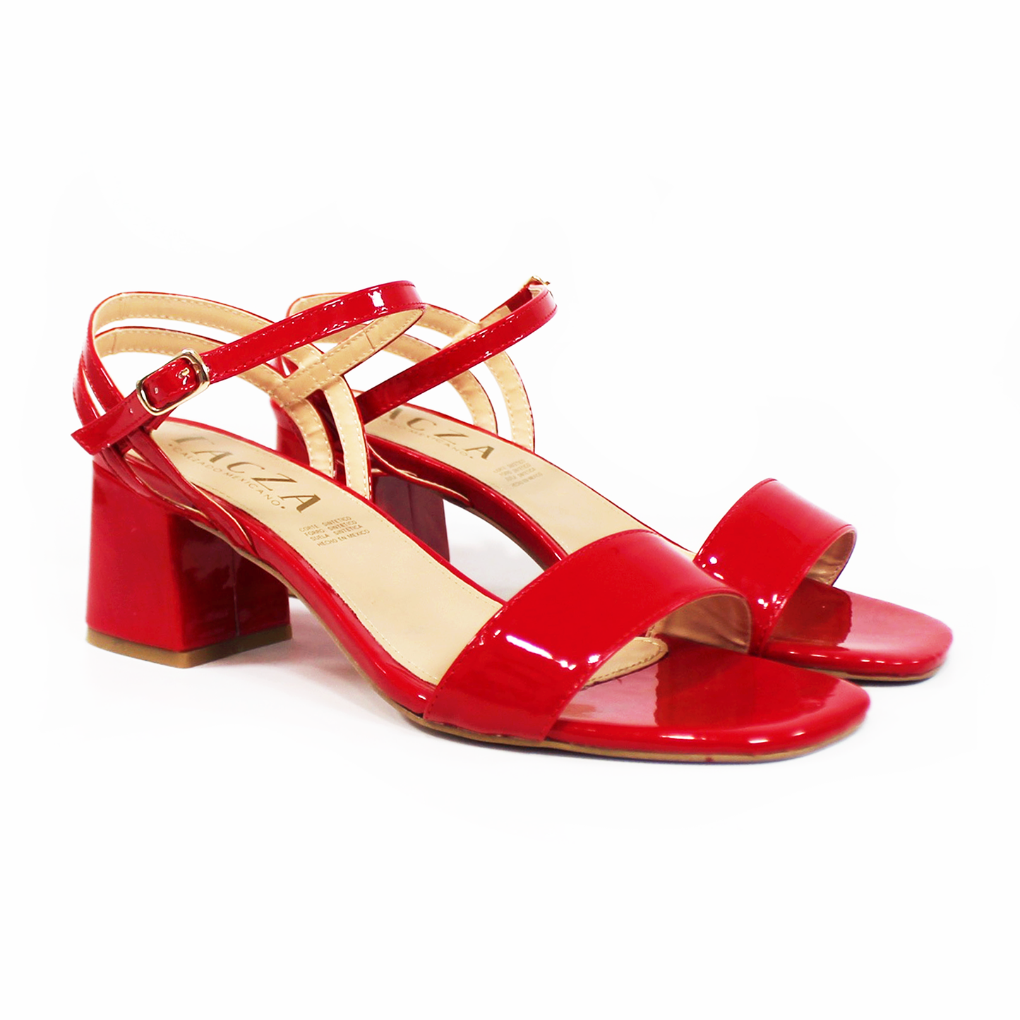 Sandalia de Tacón Rojo Charol con Pulsera de Dama TACZA