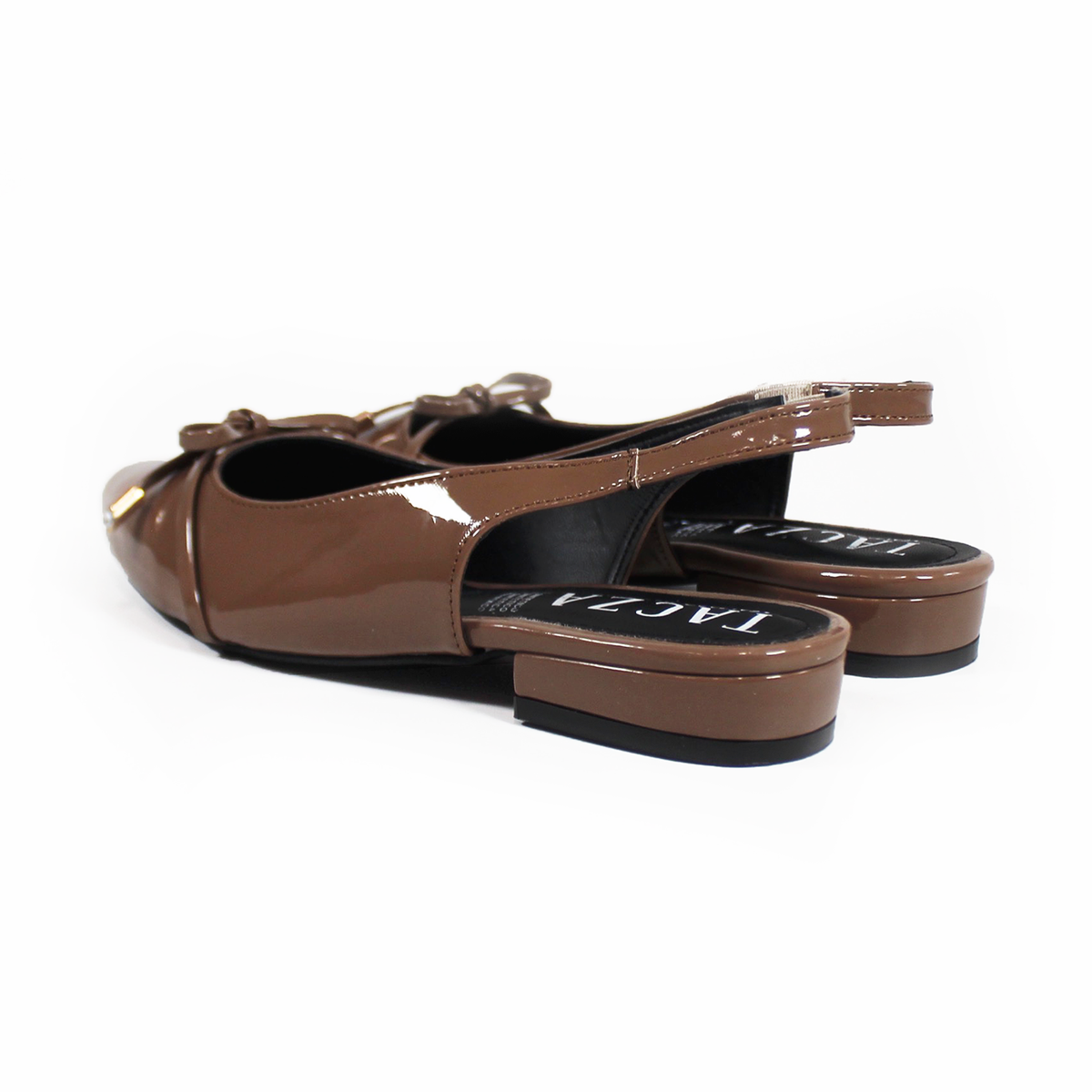 Flat Slingback Café Charol con Moño TACZA