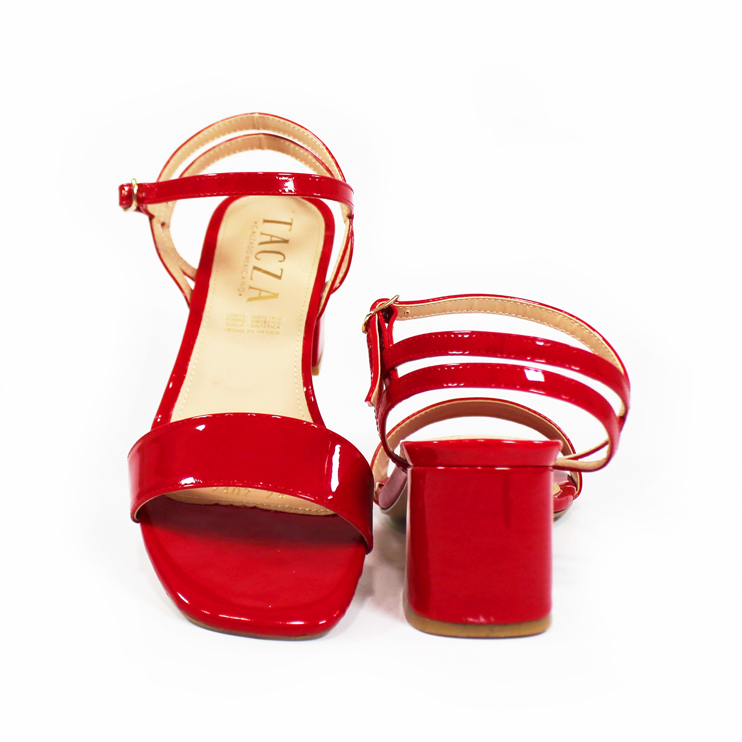 Sandalia de Tacón Rojo Charol con Pulsera de Dama TACZA