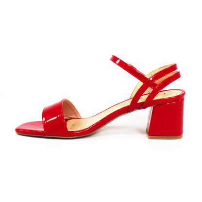 Sandalia de Tacón Rojo Charol con Pulsera de Dama TACZA