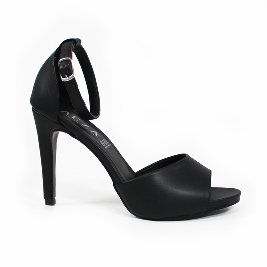 Sandalia de Tacón Stiletto con Pulsera al Tobillo Negro de Dama TACZA