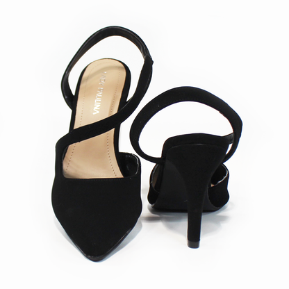 Zapatilla Puntal Negro Ante con Tira Cruzada en Empeine LADY PAULINA