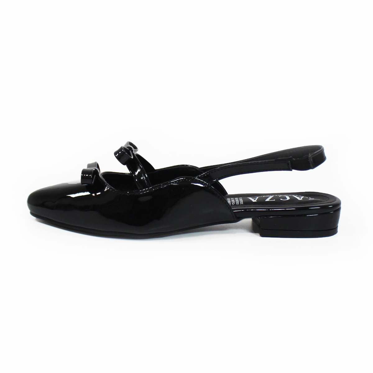 Flat Slingback Negro Charol con Moños TACZA