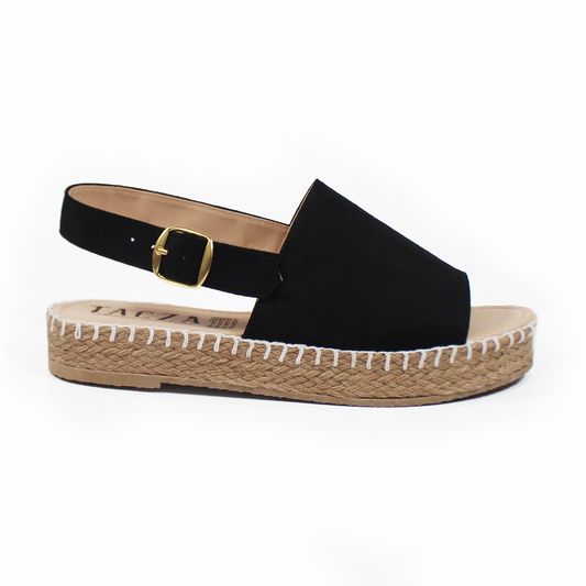 Alpargata de Plataforma Negra con Pulsera Larga de Dama TACZA
