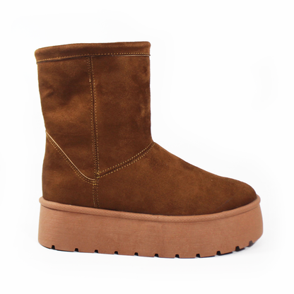 Bota de Invierno con Borrega Tan Doble Uso de Plataforma de Dama ZTA