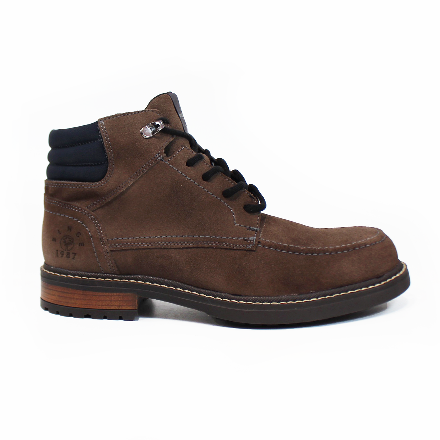 Bota de Piel Casual Café Gamuza de Cintas VERDETABACO