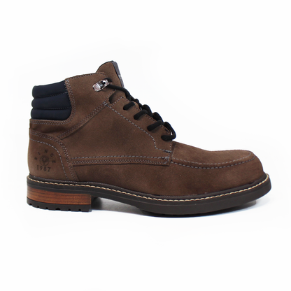 Bota de Piel Casual Café Gamuza de Cintas VERDETABACO