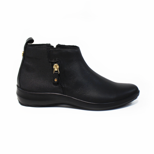 Botin de Confort de Piel Negro con Textura de Dama VERDE TABACO
