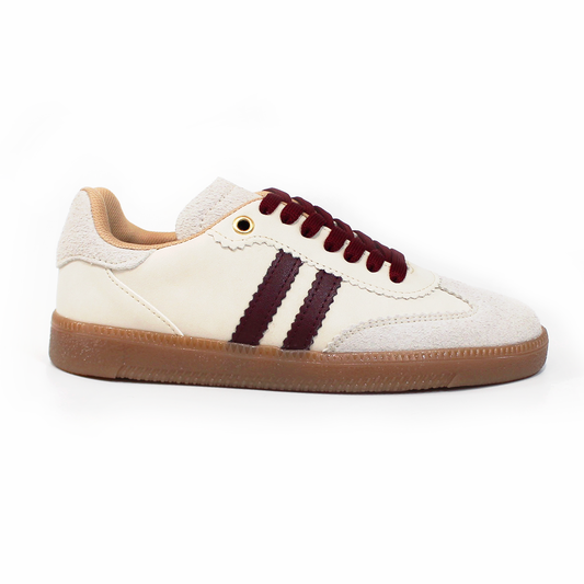 Tenis Sneaker Beige con Vino dupe Samba de Dama TACZA