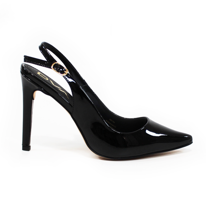 Stiletto Slignback Puntal Negro Charol de Dama DVA
