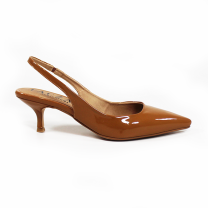 Zapatilla Kitten Tan Charol Slingback de Dama TACZA