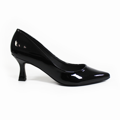 Zapatilla Tacón Campana Negro Charol con Memory Foam de Dama G.LOREN