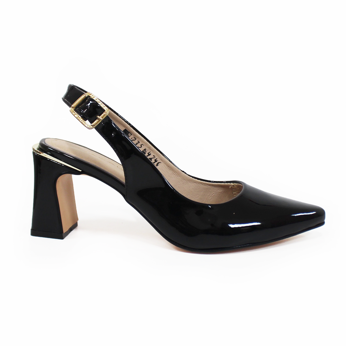 Zapatilla de Piel Slingback Negro Charol MACADA