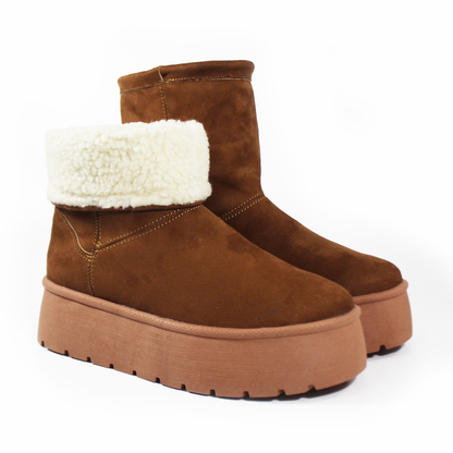 Bota de Invierno con Borrega Tan Doble Uso de Plataforma de Dama ZTA