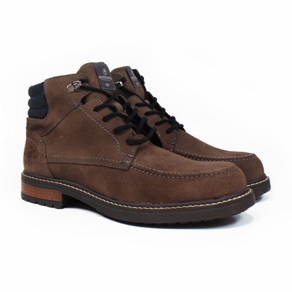 Bota de Piel Casual Café Gamuza de Cintas VERDETABACO