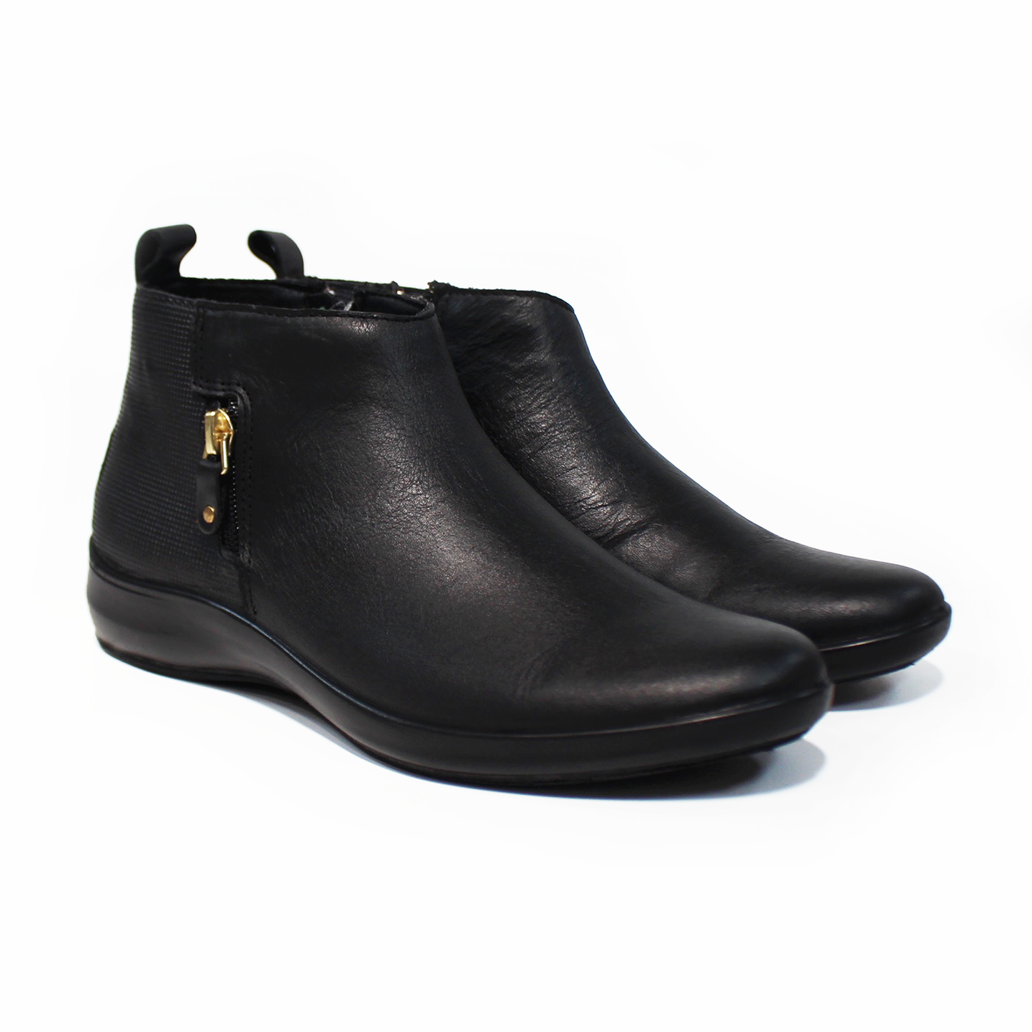 Botin de Confort de Piel Negro con Textura de Dama VERDE TABACO