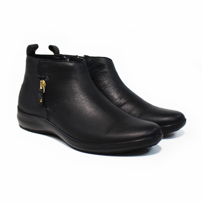 Botin de Confort de Piel Negro con Textura de Dama VERDE TABACO