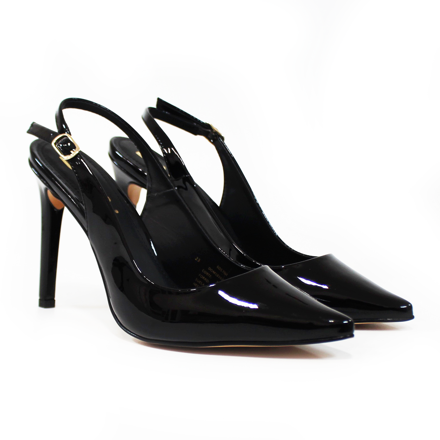 Stiletto Slignback Puntal Negro Charol de Dama DVA