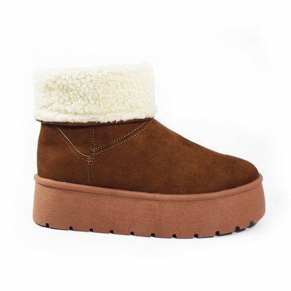 Bota de Invierno con Borrega Tan Doble Uso de Plataforma de Dama ZTA