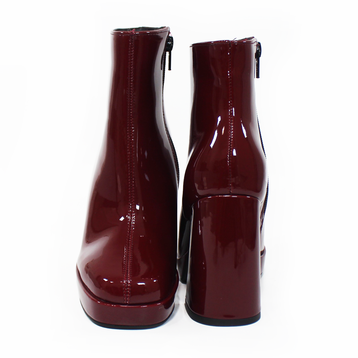 Botín Vino Charol de Plataforma con Cierre lateral de Dama LADY PAULINA