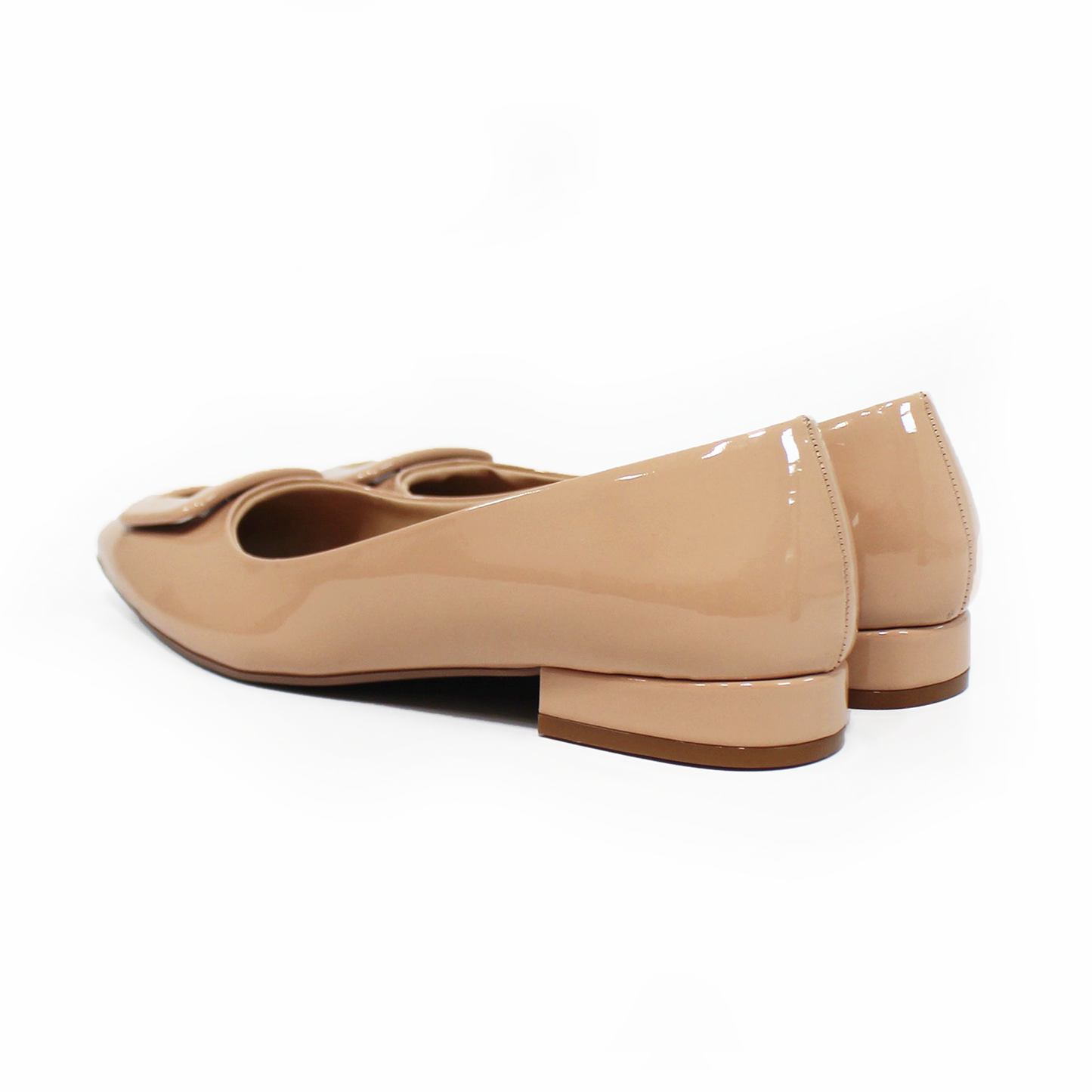 Flat Puntal con Botón Cuadrado Maquillaje Charol de Confort LADY PAULINA