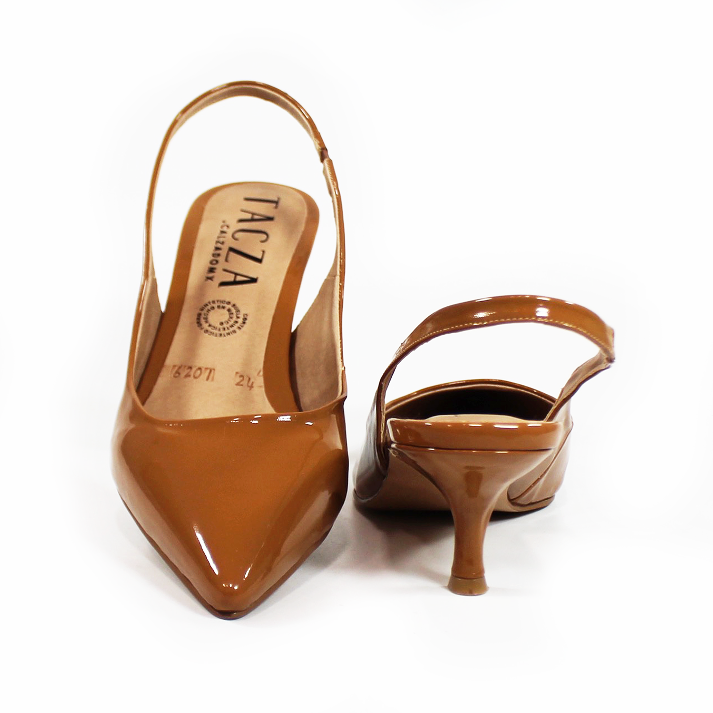 Zapatilla Kitten Tan Charol Slingback de Dama TACZA