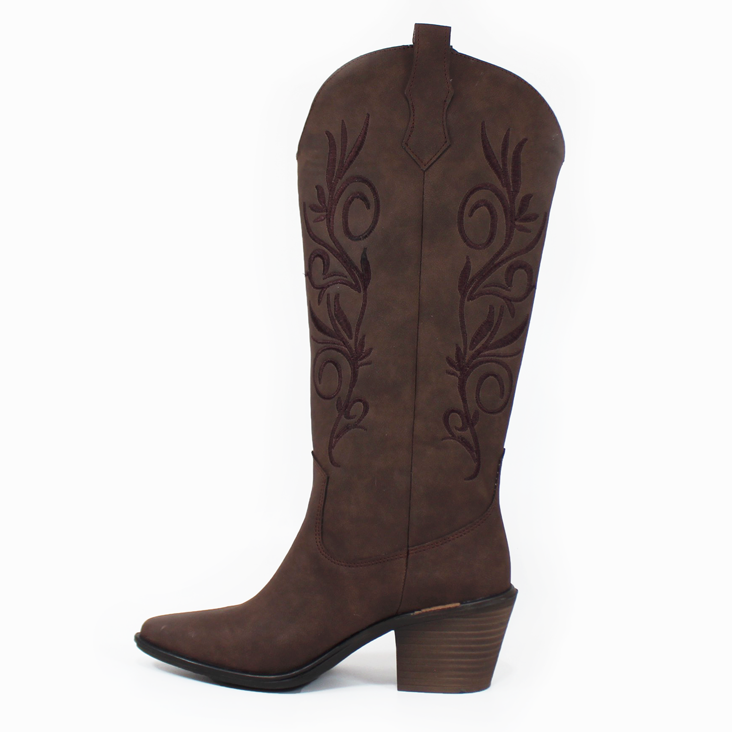 Bota Vaquera Alta Moka Chocolate con Bordado de Dama TACZA