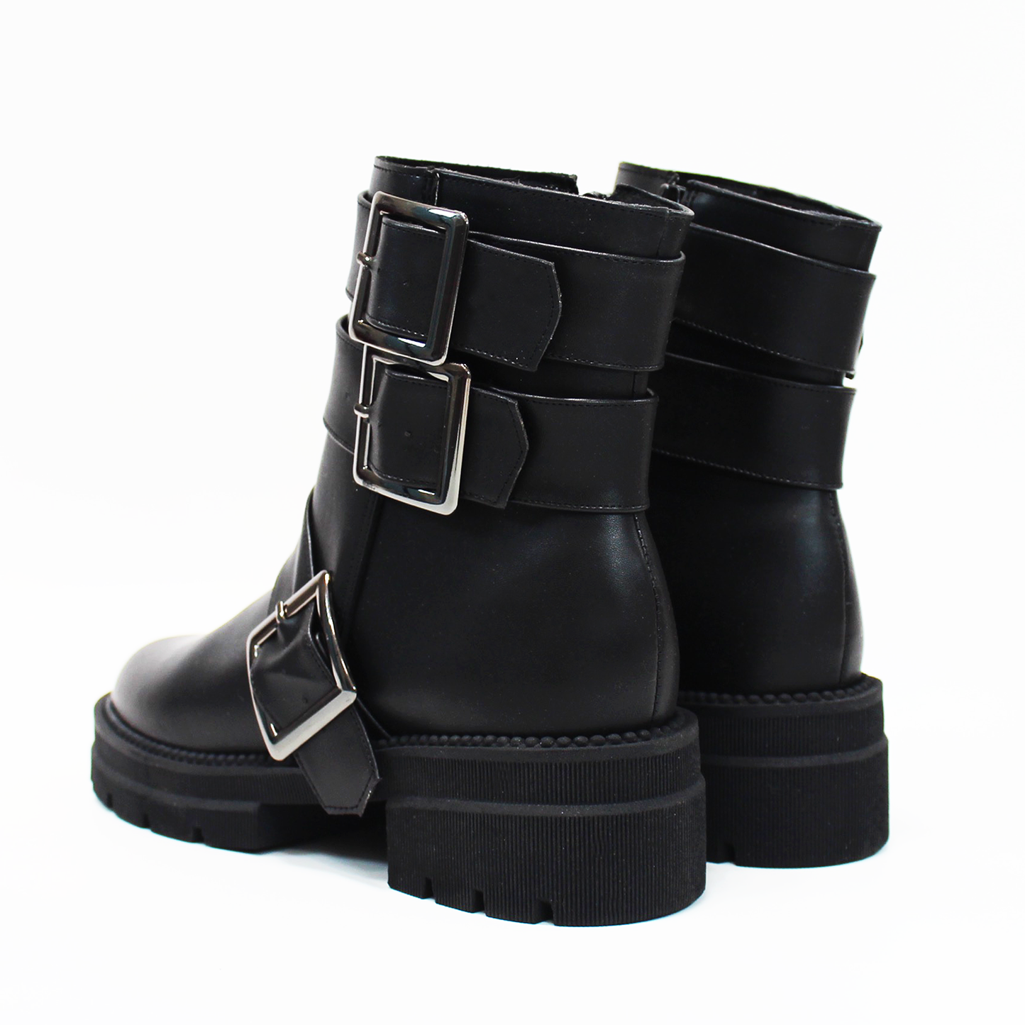 Botin Biker Negro con tres Hebillas de Dama TACZA