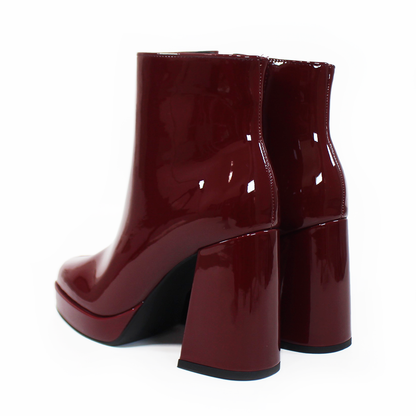 Botín Vino Charol de Plataforma con Cierre lateral de Dama LADY PAULINA