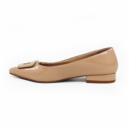 Flat Puntal con Botón Cuadrado Maquillaje Charol de Confort LADY PAULINA