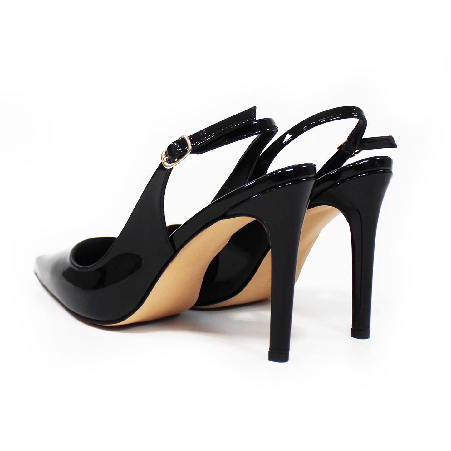 Stiletto Slignback Puntal Negro Charol de Dama DVA