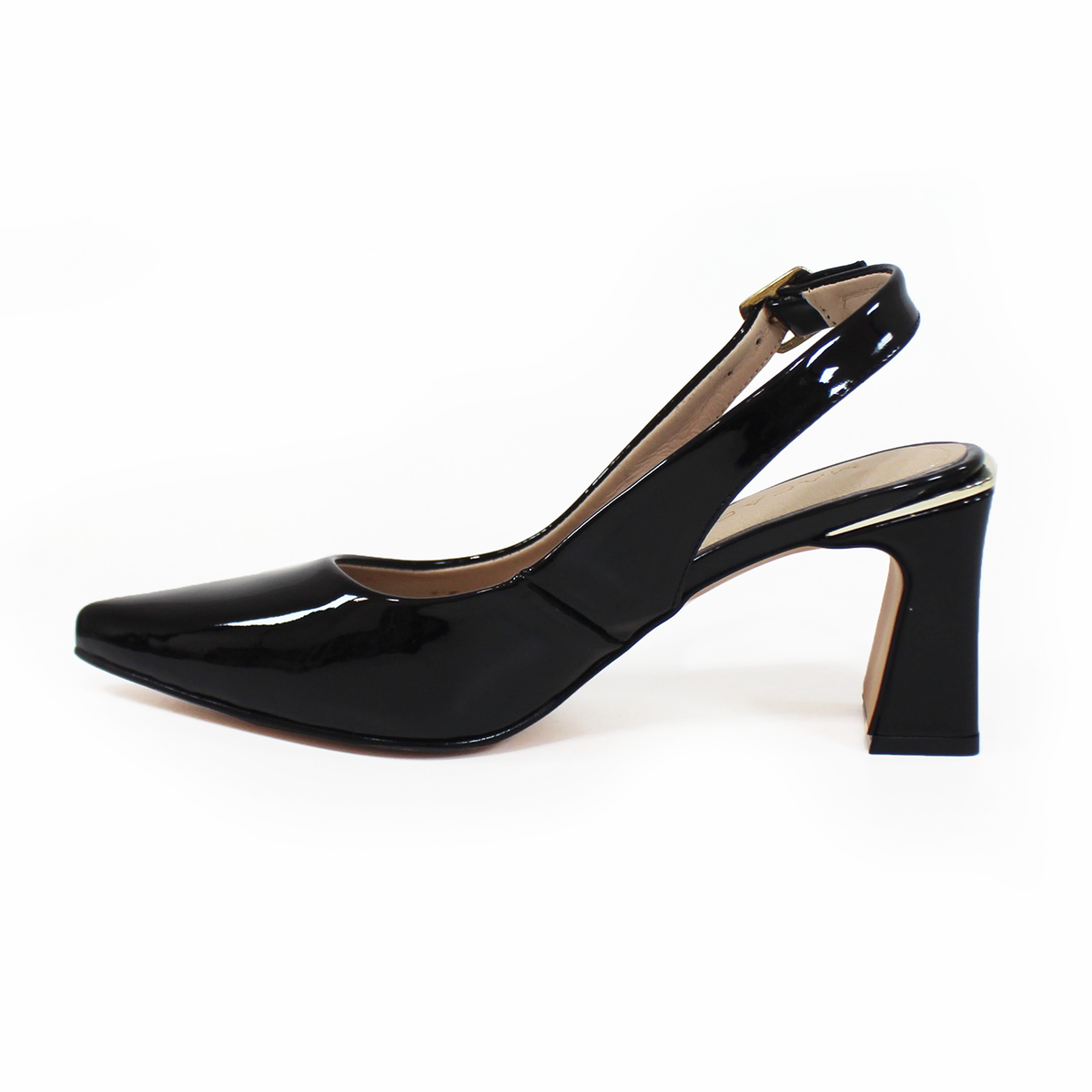 Zapatilla de Piel Slingback Negro Charol MACADA
