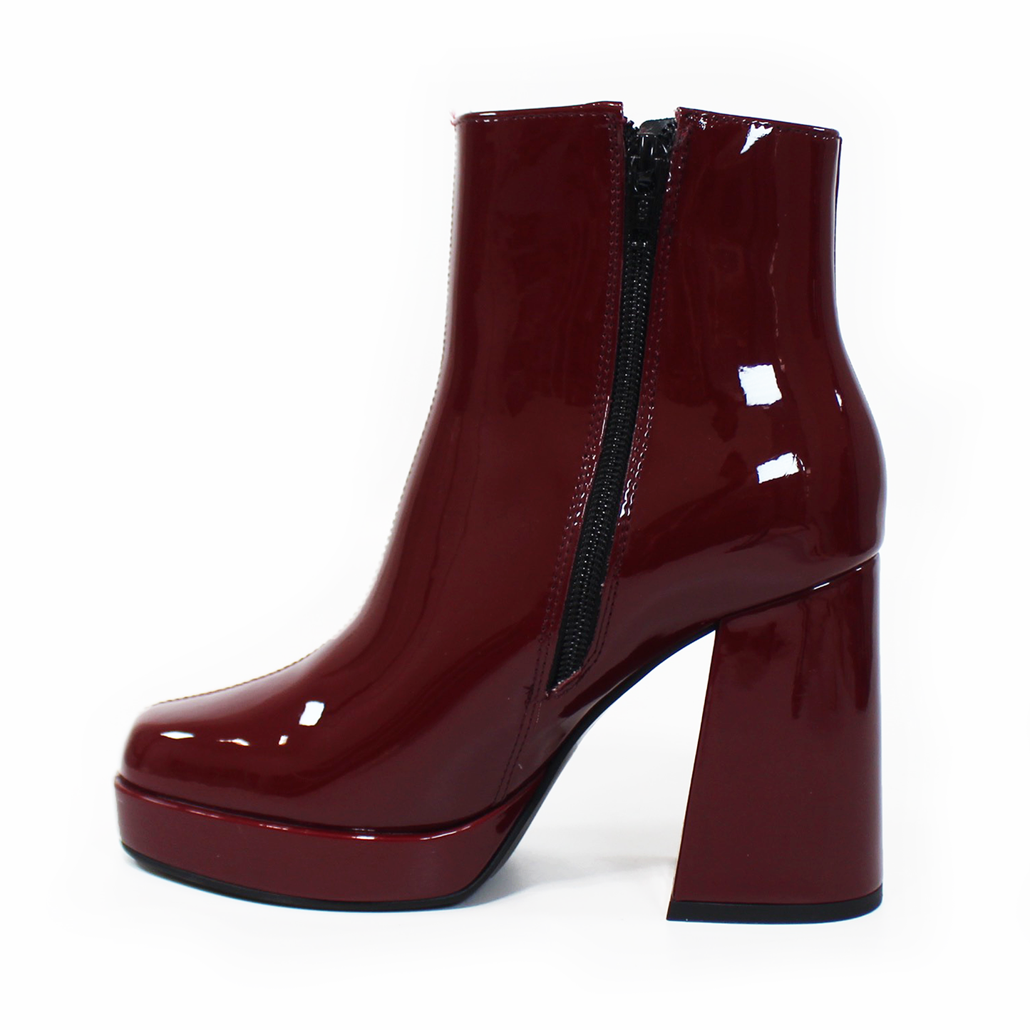 Botín Vino Charol de Plataforma con Cierre lateral de Dama LADY PAULINA