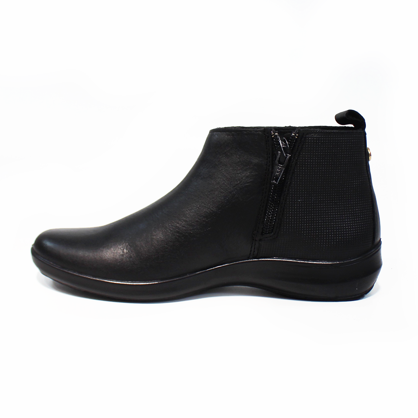 Botin de Confort de Piel Negro con Textura de Dama VERDE TABACO