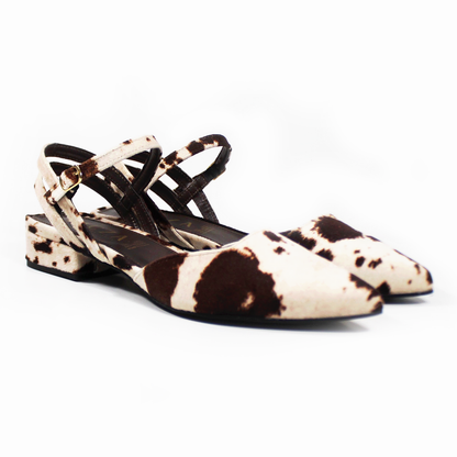 Flat Slingback puntal de Vaca con Pulsera Destalonado de Dama TACZA