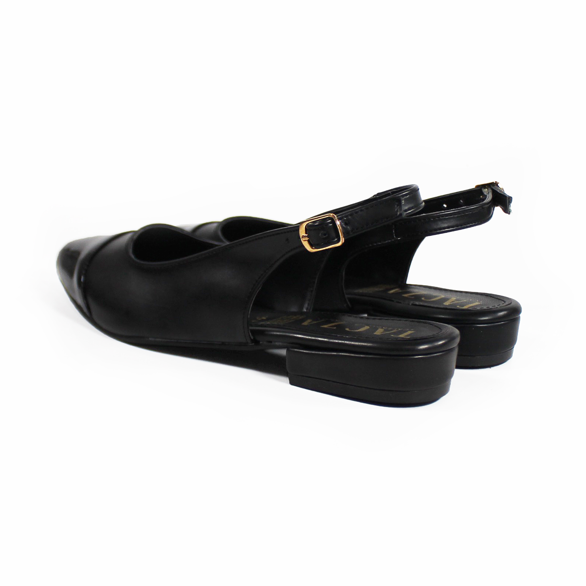Flat Slingback Destalonada Negro punta Charol TACZA