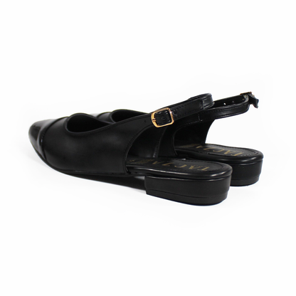 Flat Slingback Destalonada Negro punta Charol TACZA