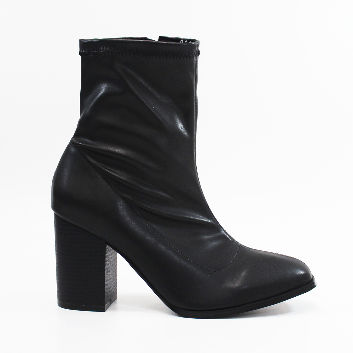 Botin Tubo Elástico Vinipiel Negro Tacon Ancho de Dama TACZA