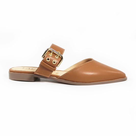 Mule Puntal Camel con Cinto en Empeine de Dama TACZA
