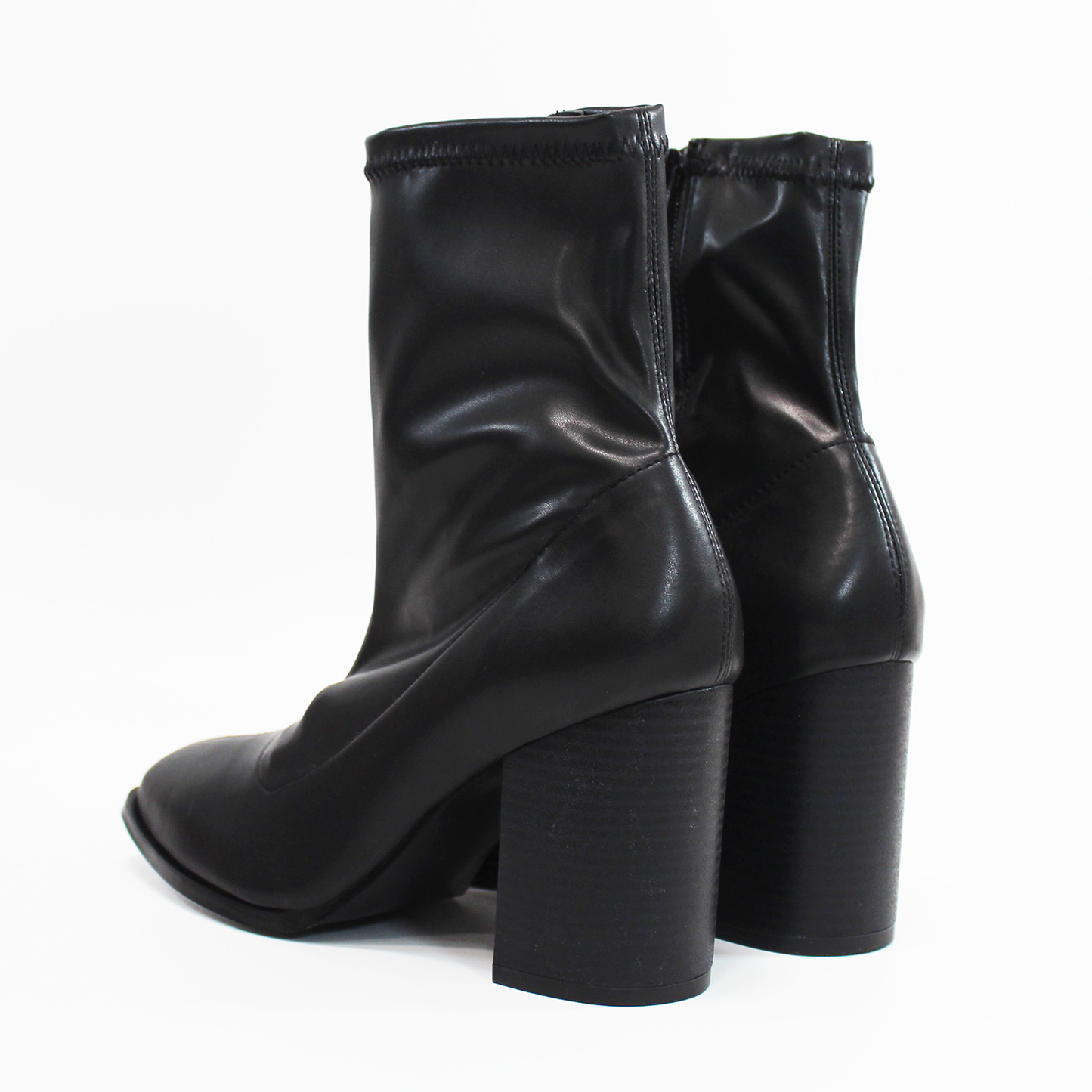 Botin Tubo Elástico Vinipiel Negro Tacon Ancho de Dama TACZA