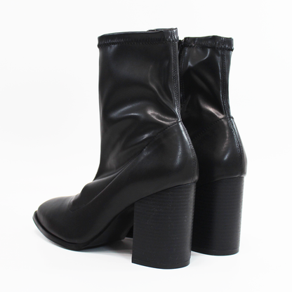 Botin Tubo Elástico Vinipiel Negro Tacon Ancho de Dama TACZA