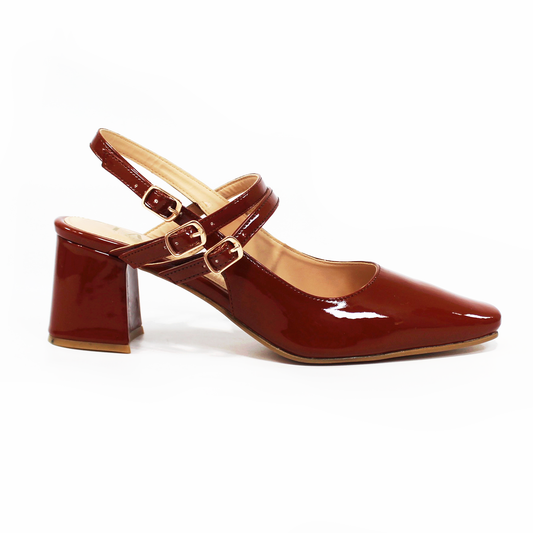 Zapatilla Mary Jane Puntal Cacahuate Charol de Dama TACZA