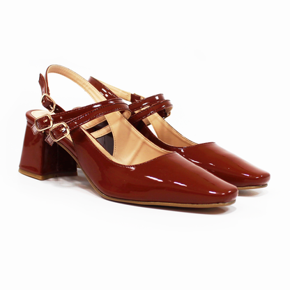 Zapatilla Mary Jane Puntal Cacahuate Charol de Dama TACZA