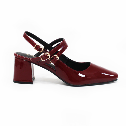 Zapatilla Mary Jane Puntal Vino Charol de Dama TACZA