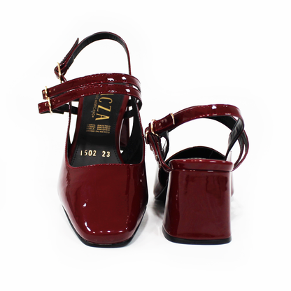 Zapatilla Mary Jane Puntal Vino Charol de Dama TACZA